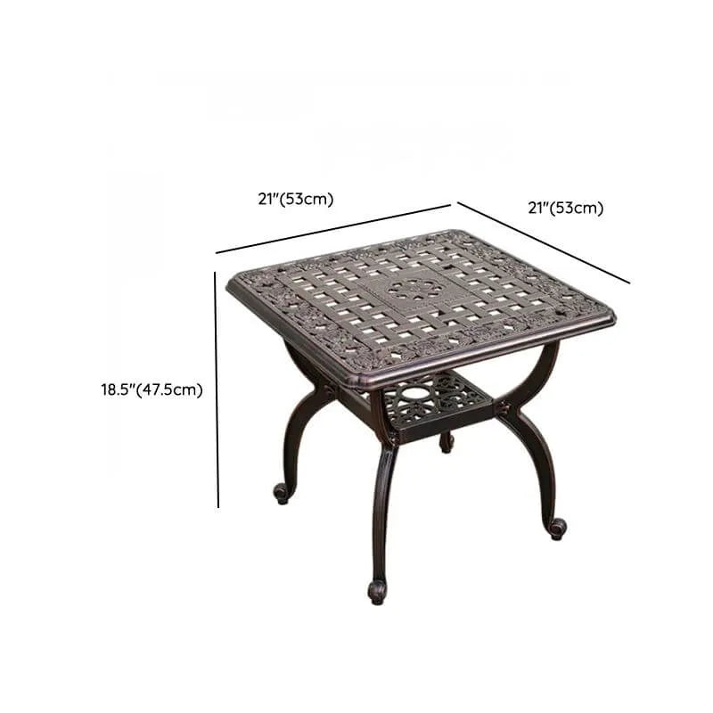 Modern Cast Aluminum Outdoor Rocker and Side Table Set Dimensions