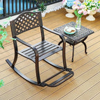 Modern Cast Aluminum Outdoor Rocker and Side Table Set Main Product Image