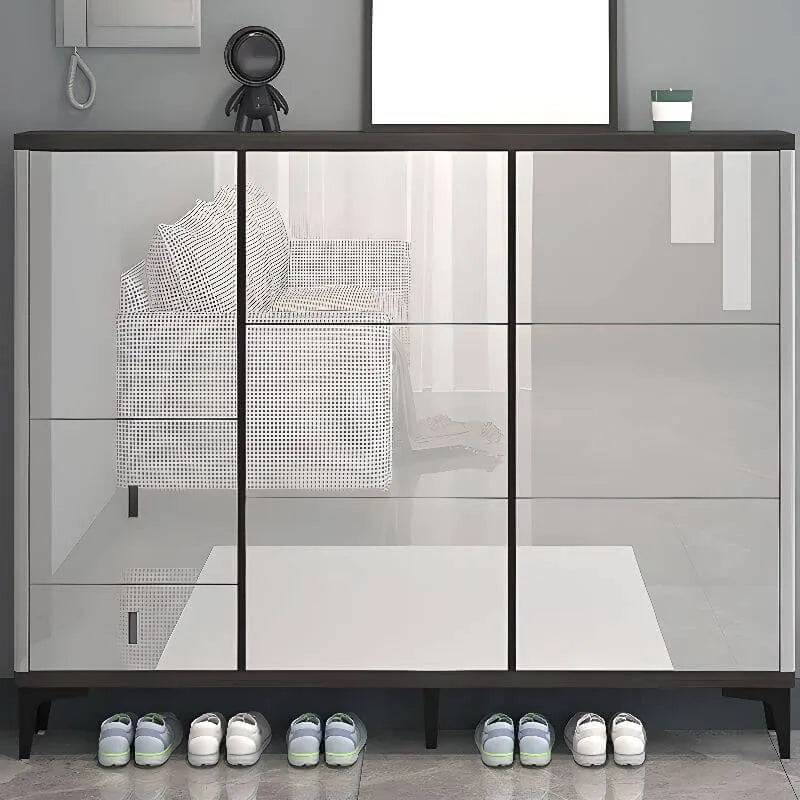 Modern Champagne & Grey Wall-Mounted Shoe Storage Cabinet