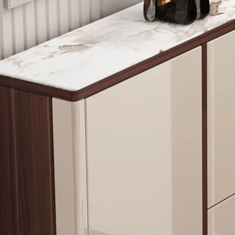 Modern Champagne & Grey Wall-Mounted Shoe Storage Cabinet