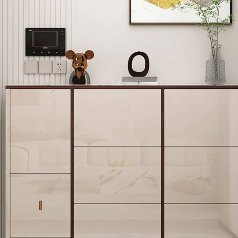 Modern Champagne & Grey Wall-Mounted Shoe Storage Cabinet