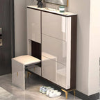 Modern Champagne & Grey Wall-Mounted Shoe Storage Cabinet