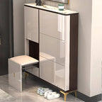 Modern Champagne & Grey Wall-Mounted Shoe Storage Cabinet
