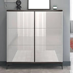 Modern Champagne & Grey Wall-Mounted Shoe Storage Cabinet