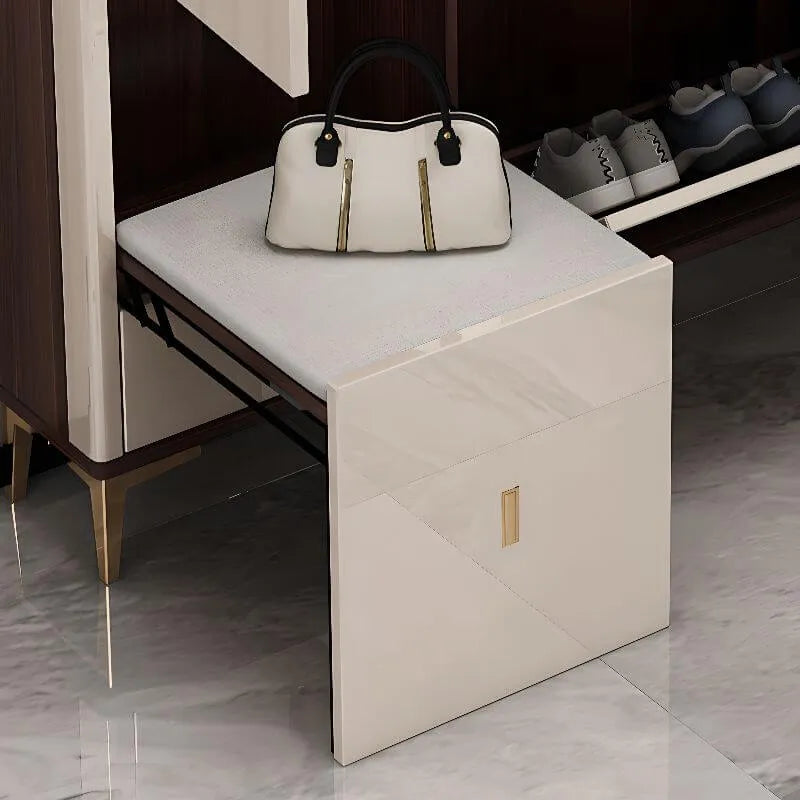Modern Champagne & Grey Wall-Mounted Shoe Storage Cabinet