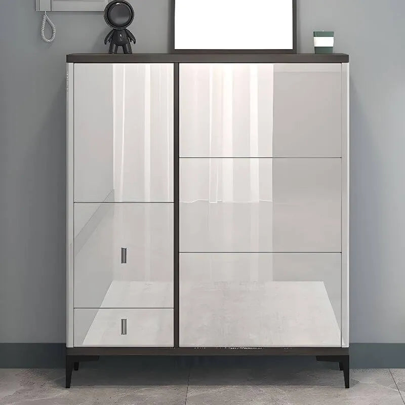Modern Champagne & Grey Wall-Mounted Shoe Storage Cabinet