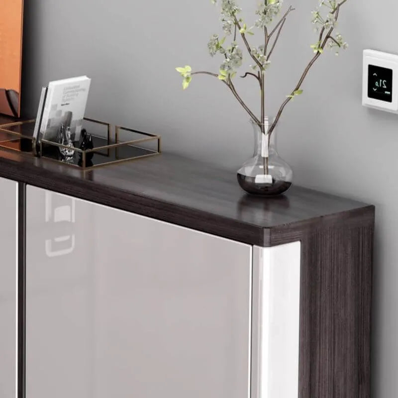 Modern Champagne & Grey Wall-Mounted Shoe Storage Cabinet