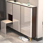 Modern Champagne & Grey Wall-Mounted Shoe Storage Cabinet