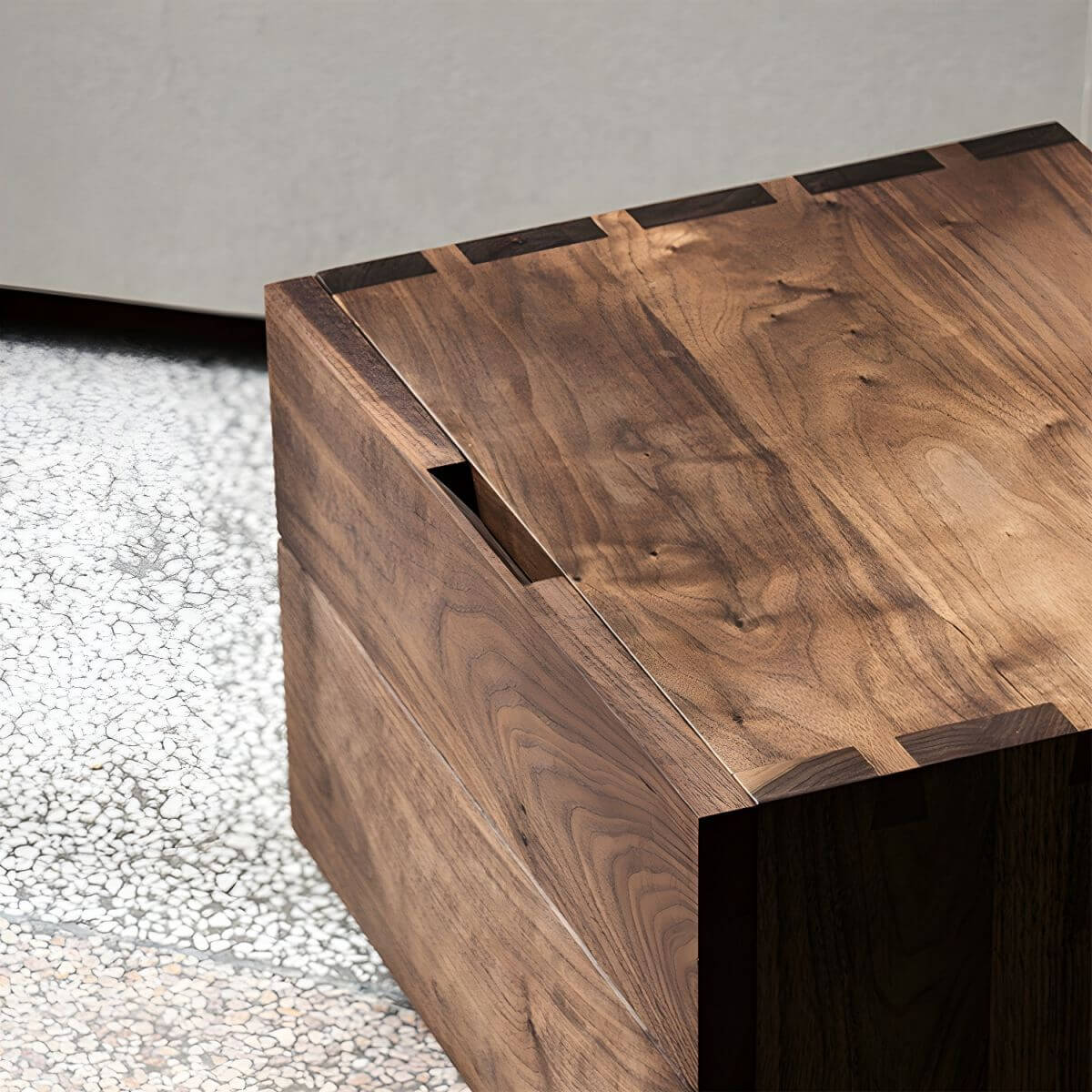 Modern Cherry Wood and Dark Walnut Drawer Storage Nightstand