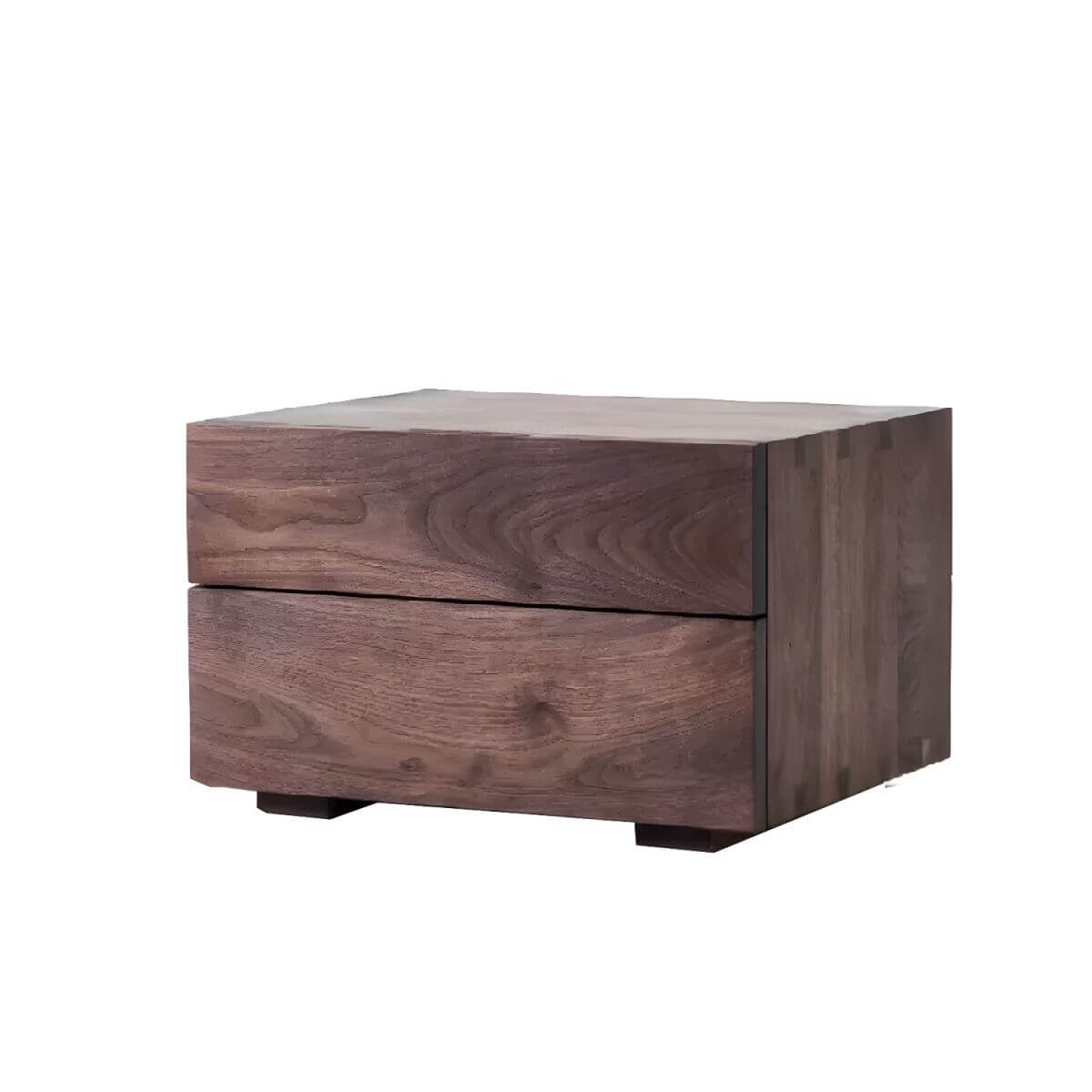 Modern Cherry Wood and Dark Walnut Drawer Storage Nightstand