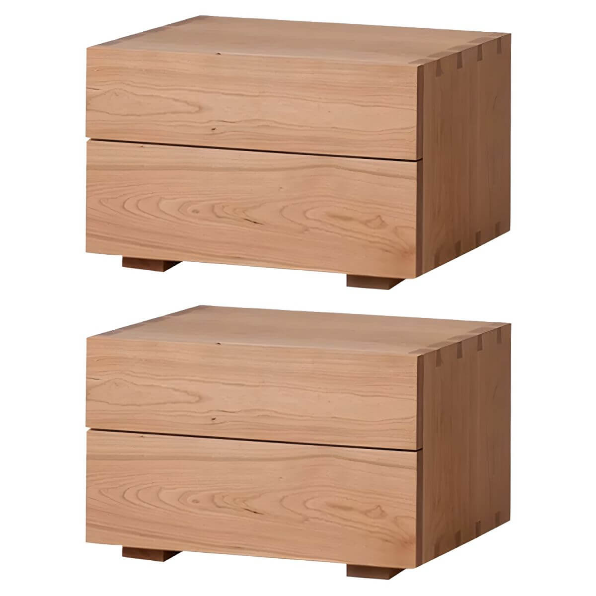 Modern Cherry Wood and Dark Walnut Drawer Storage Nightstand