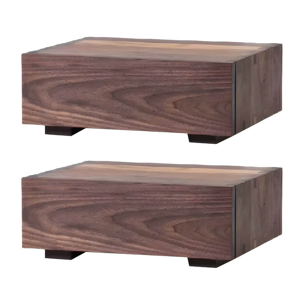 Modern Cherry Wood and Dark Walnut Drawer Storage Nightstand