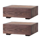 Modern Cherry Wood and Dark Walnut Drawer Storage Nightstand
