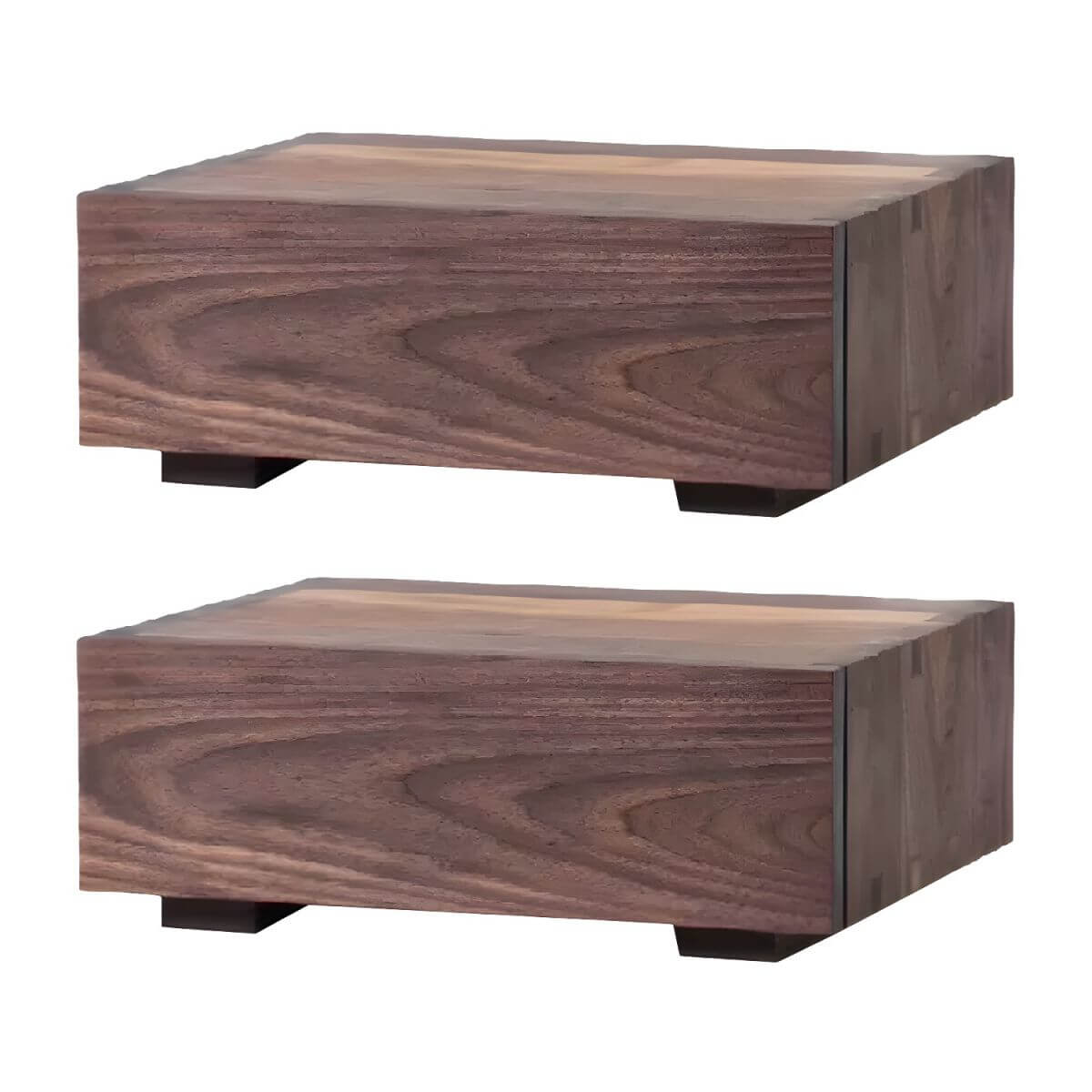 Modern Cherry Wood and Dark Walnut Drawer Storage Nightstand