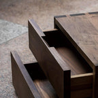 Modern Cherry Wood and Dark Walnut Drawer Storage Nightstand