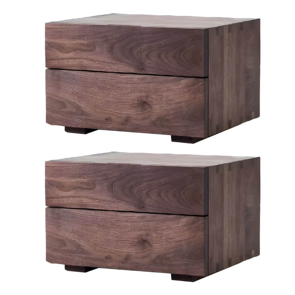 Modern Cherry Wood and Dark Walnut Drawer Storage Nightstand