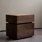 Modern Cherry Wood and Dark Walnut Drawer Storage Nightstand