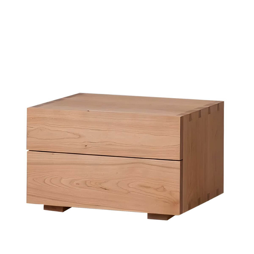 Modern Cherry Wood and Dark Walnut Drawer Storage Nightstand