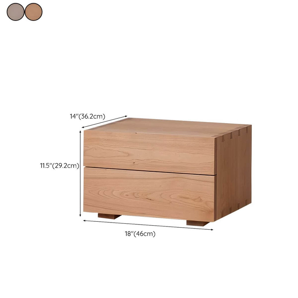 Modern Cherry Wood and Dark Walnut Drawer Storage Nightstand Dimensions