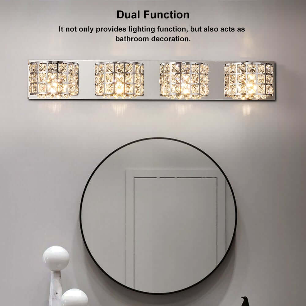 Modern Chrome Crystal 3-Light Flush Mount Bathroom Vanity Light