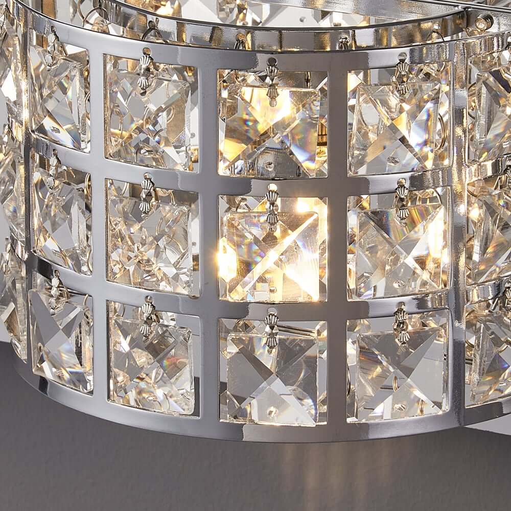 Modern Chrome Crystal 3-Light Flush Mount Bathroom Vanity Light