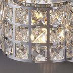 Modern Chrome Crystal 3-Light Flush Mount Bathroom Vanity Light