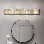 Modern Chrome Crystal 3-Light Flush Mount Bathroom Vanity Light