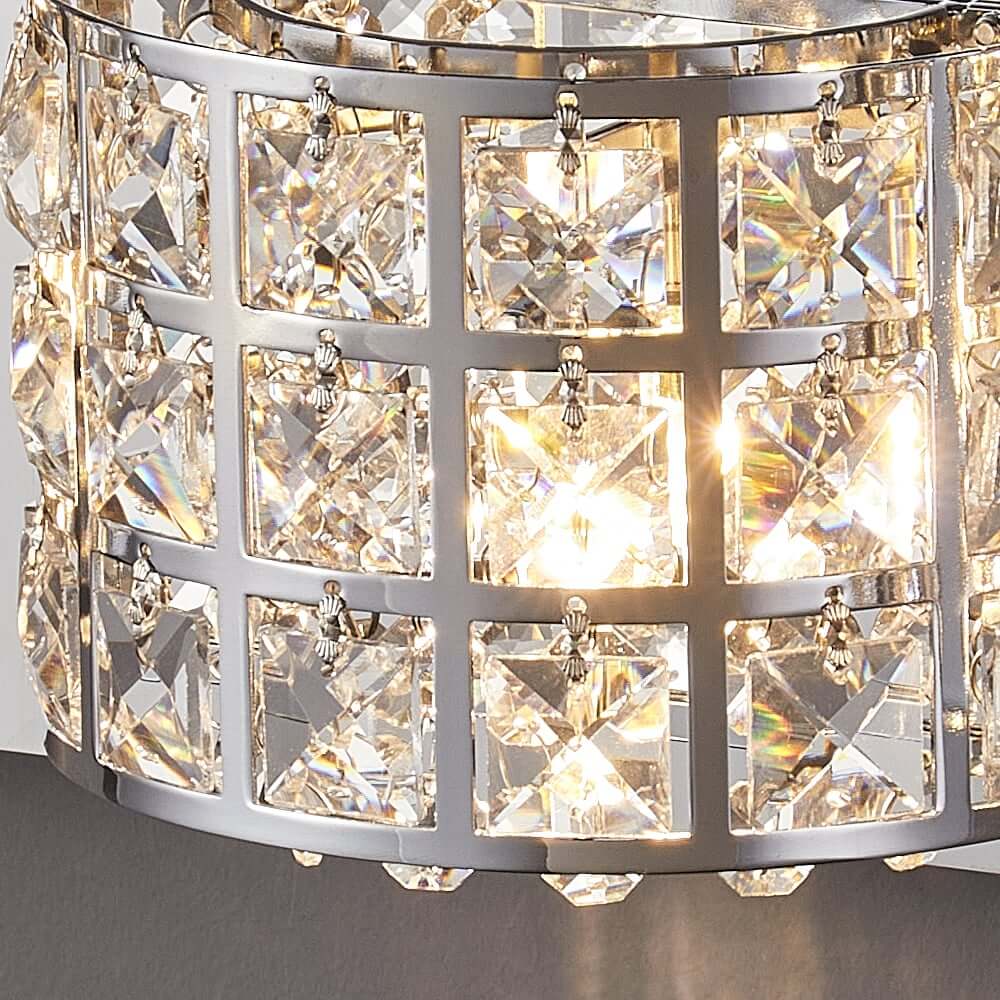 Modern Chrome Crystal 3-Light Flush Mount Bathroom Vanity Light