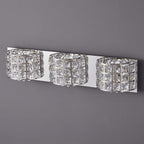 Modern Chrome Crystal 3-Light Flush Mount Bathroom Vanity Light