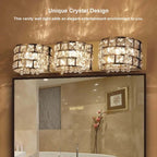 Modern Chrome Crystal 3-Light Flush Mount Bathroom Vanity Light