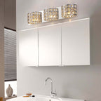 Modern Chrome Crystal 3-Light Flush Mount Bathroom Vanity Light