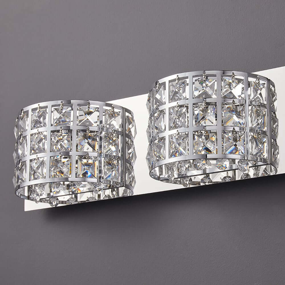 Modern Chrome Crystal 3-Light Flush Mount Bathroom Vanity Light