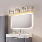 Modern Chrome Crystal 3-Light Flush Mount Bathroom Vanity Light
