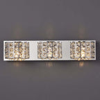 Modern Chrome Crystal 3-Light Flush Mount Bathroom Vanity Light