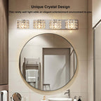 Modern Chrome Crystal 3-Light Flush Mount Bathroom Vanity Light