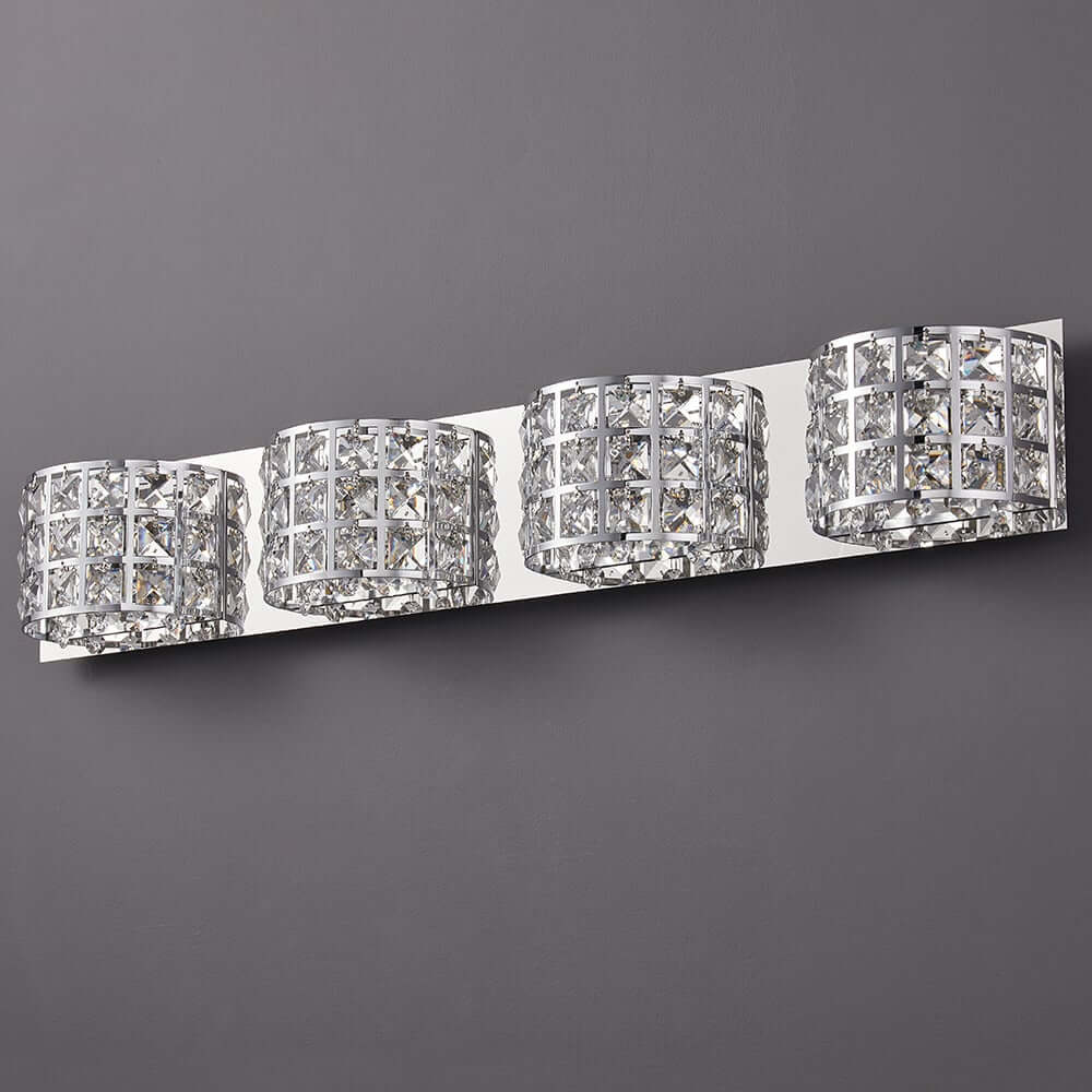 Modern Chrome Crystal 3-Light Flush Mount Bathroom Vanity Light
