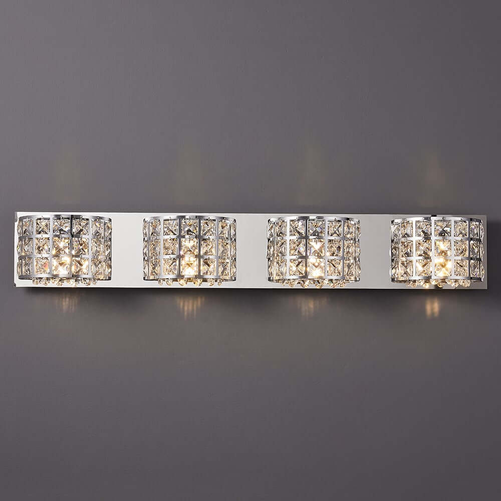 Modern Chrome Crystal 3-Light Flush Mount Bathroom Vanity Light