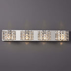 Modern Chrome Crystal 3-Light Flush Mount Bathroom Vanity Light