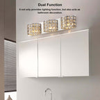 Modern Chrome Crystal 3-Light Flush Mount Bathroom Vanity Light