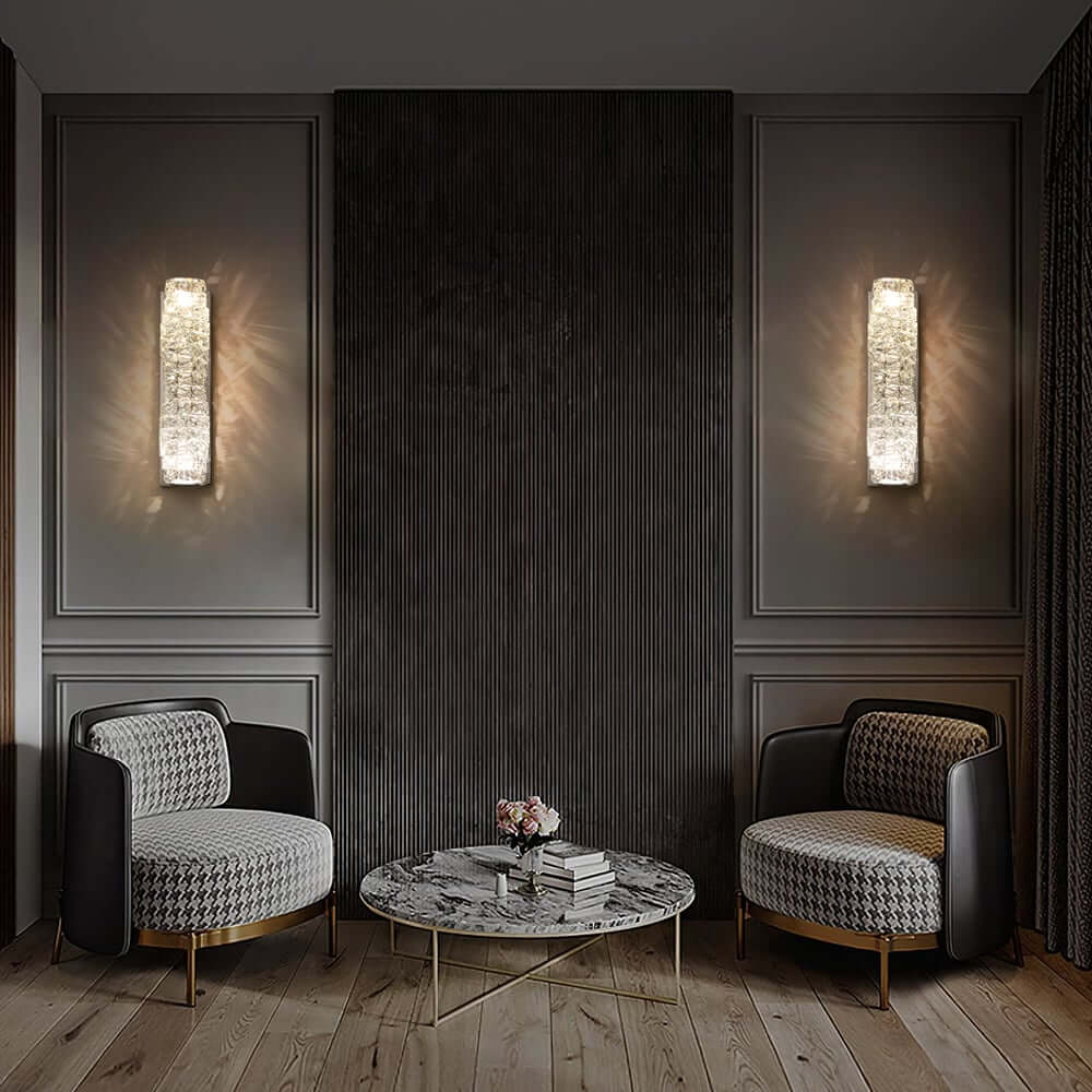 Modern Clear Crystal Flush Mount Wall Light with Stainless Steel Finish