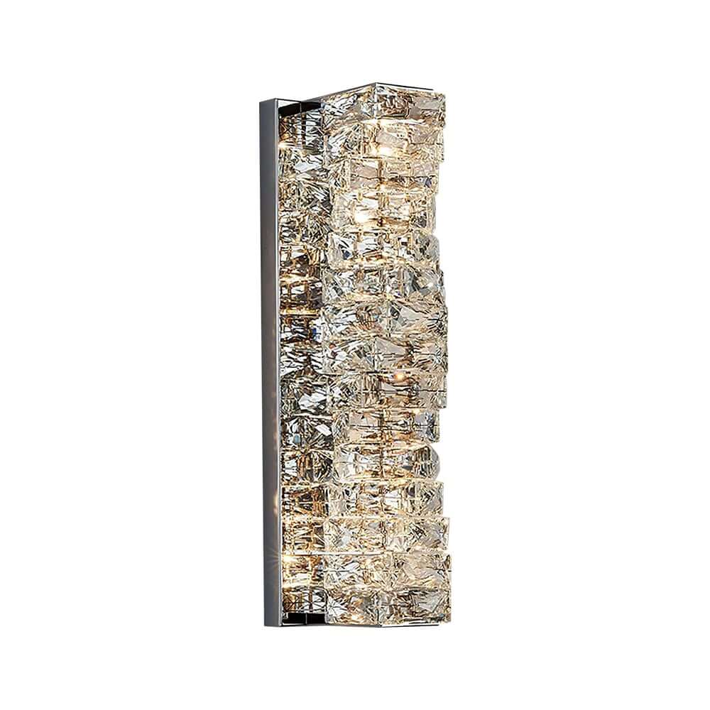 Modern Clear Crystal Flush Mount Wall Light with Stainless Steel Finish