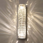 Modern Clear Crystal Flush Mount Wall Light with Stainless Steel Finish