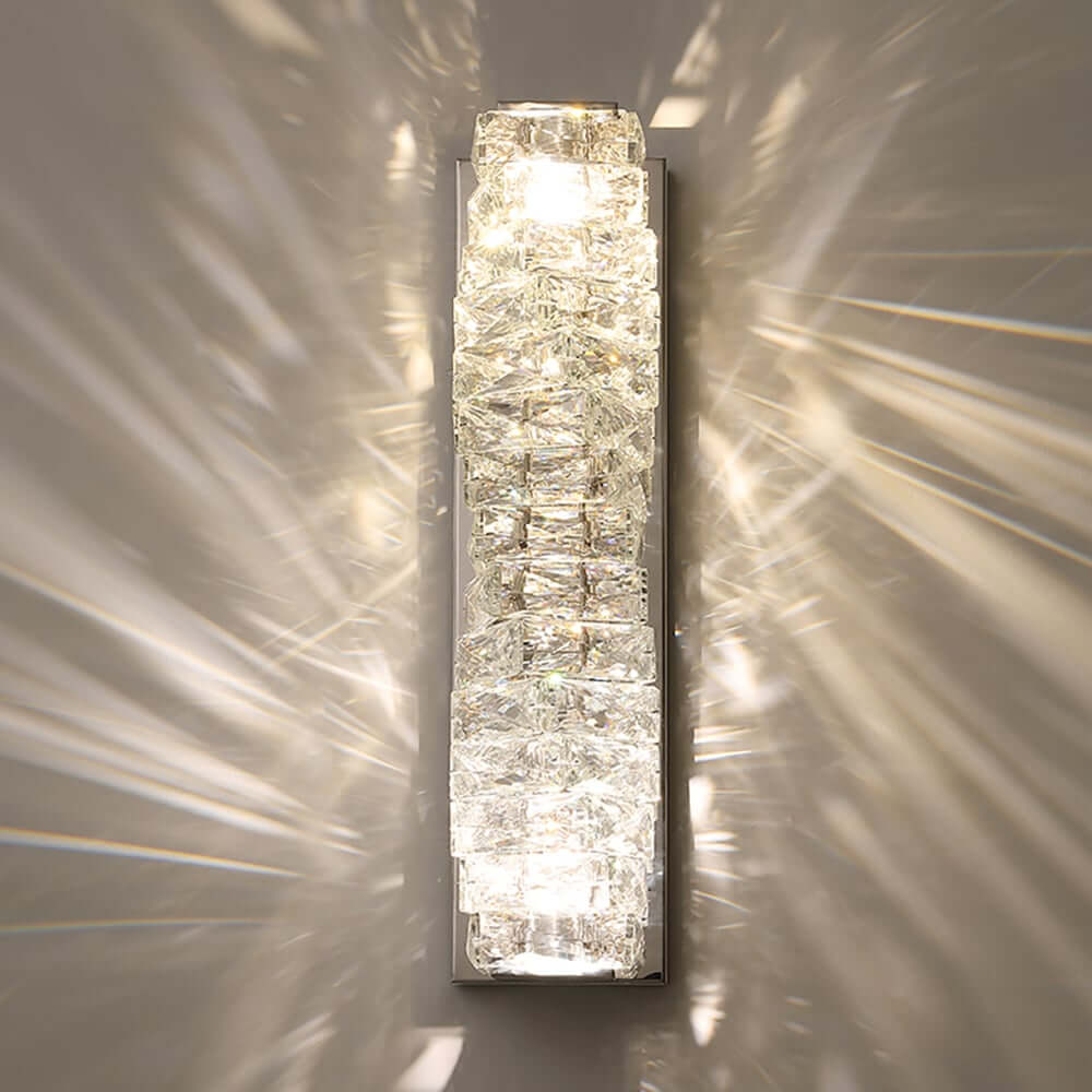 Modern Clear Crystal Flush Mount Wall Light with Stainless Steel Finish