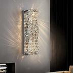 Modern Clear Crystal Flush Mount Wall Light with Stainless Steel Finish