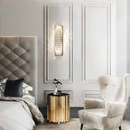 Modern Clear Crystal Flush Mount Wall Light with Stainless Steel Finish