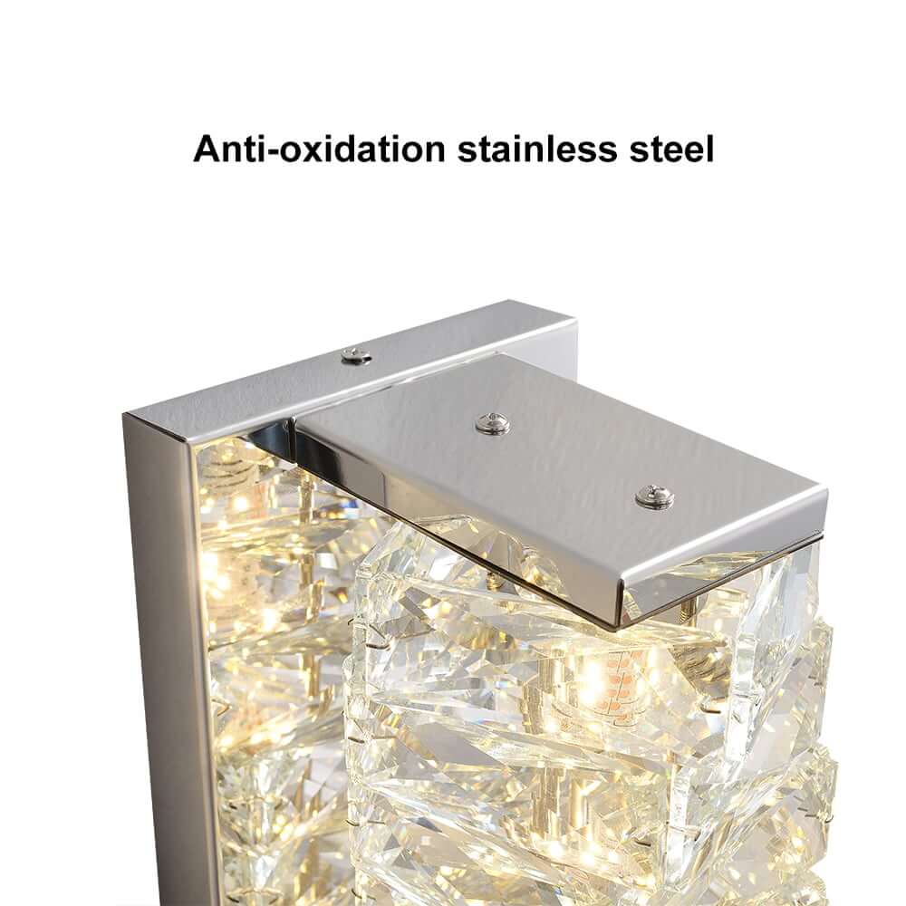 Modern Clear Crystal Flush Mount Wall Light with Stainless Steel Finish