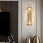 Modern Clear Crystal Flush Mount Wall Light with Stainless Steel Finish