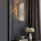 Modern Clear Crystal Flush Mount Wall Light with Stainless Steel Finish