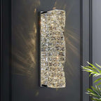 Modern Clear Crystal Flush Mount Wall Light with Stainless Steel Finish Main Product Image