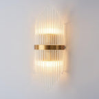Modern Clear Glass Flush Mount Wall Light Sconce - 2 Bulb